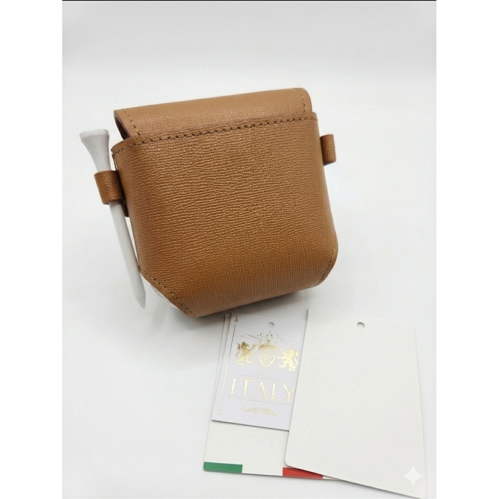 Moscardini Firenze Italian Leather Golf Ball Pouch Tan Brown Serarmoni Italy NEW - Picture 2 of 2